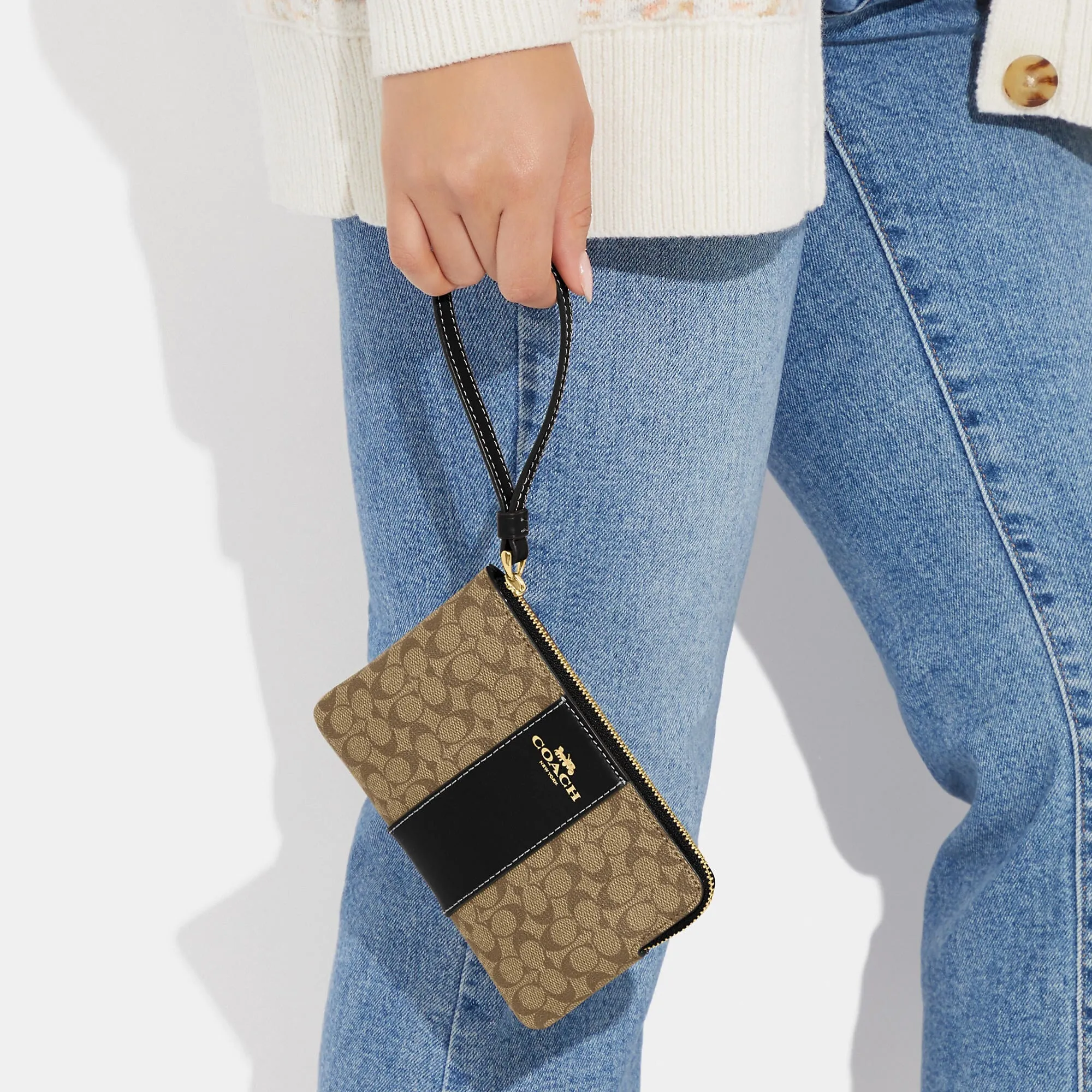 Reformation Coach Outlet Corner Zip Wristlet In Signature Canvas