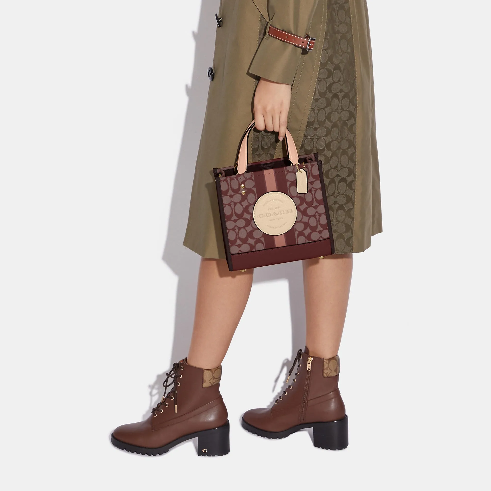 Reformation Coach Outlet Dempsey Tote 22 In Signature Jacquard With Stripe And Coach Patch
