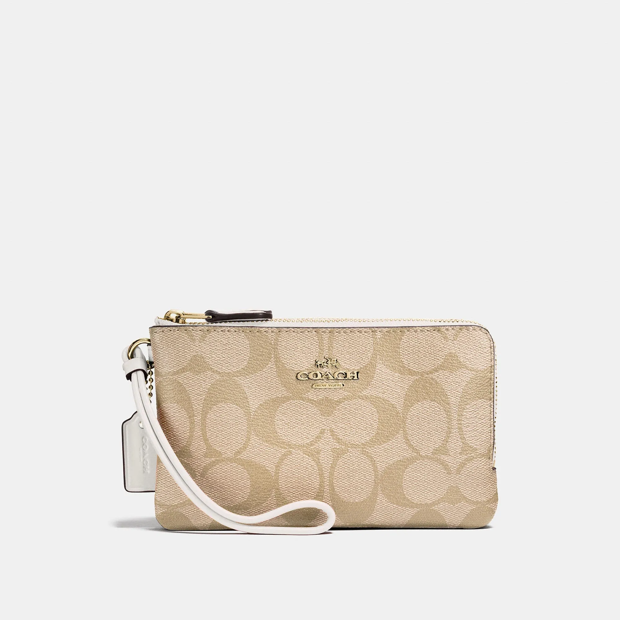 Reformation Coach Outlet Double Corner Zip Wristlet In Signature Canvas