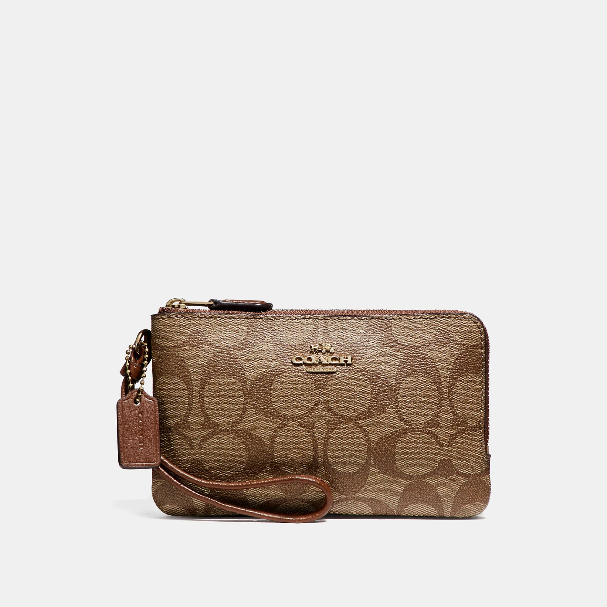 Reformation Coach Outlet Double Corner Zip Wristlet In Signature Canvas