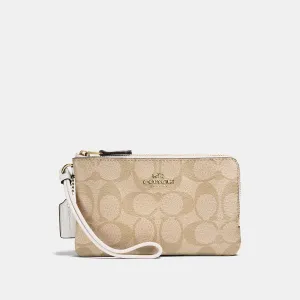 Reformation Coach Outlet Double Corner Zip Wristlet In Signature Canvas
