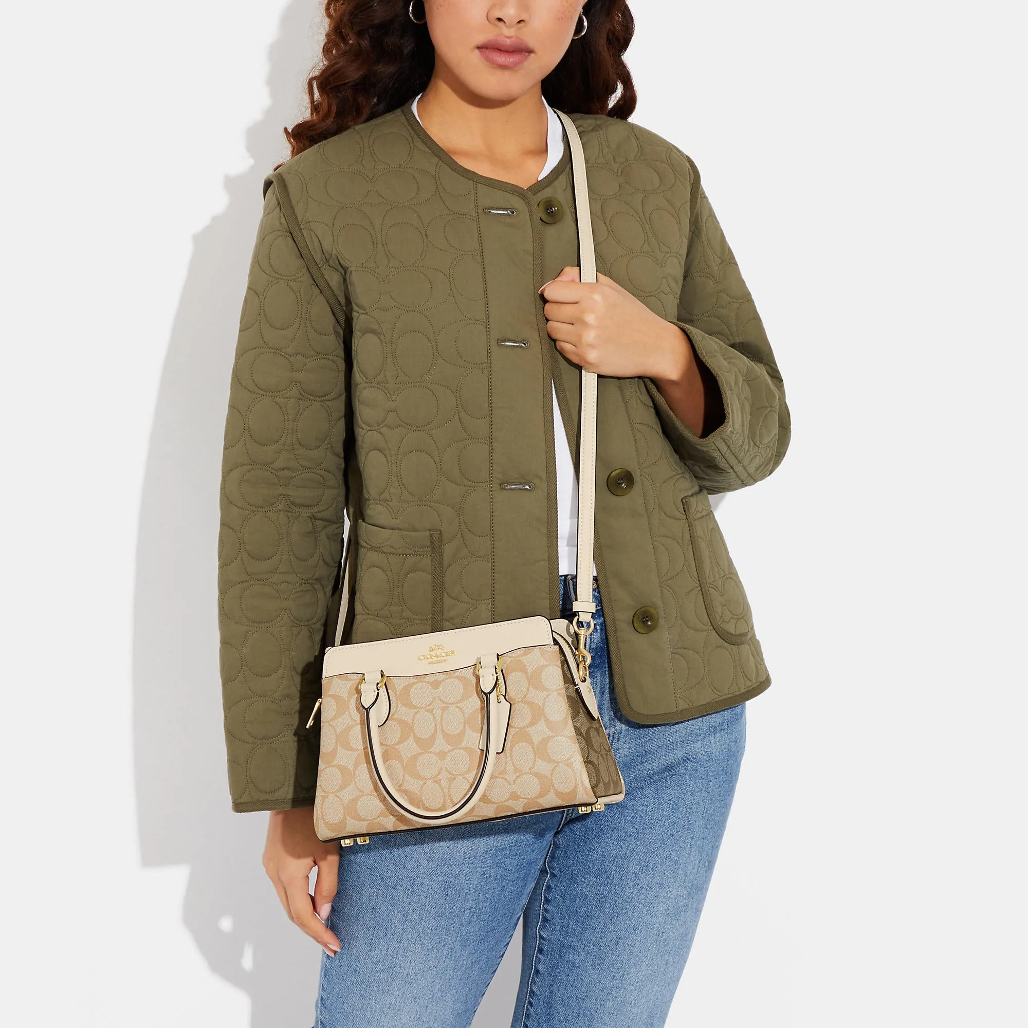 Reformation Coach Outlet Mini Darcie Carryall In Blocked Signature Canvas