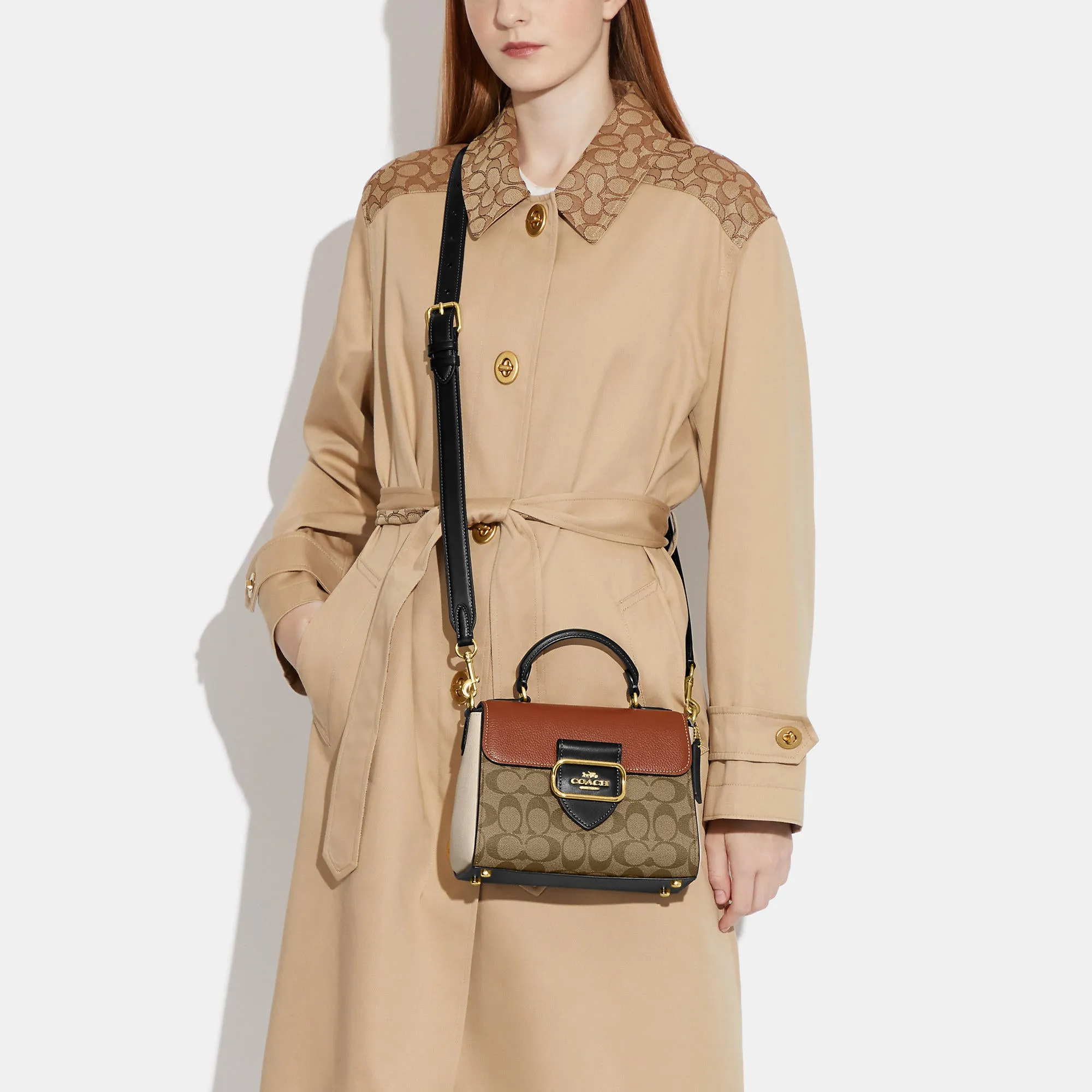 Reformation Coach Outlet Morgan Top Handle Satchel In Colorblock Signature Canvas