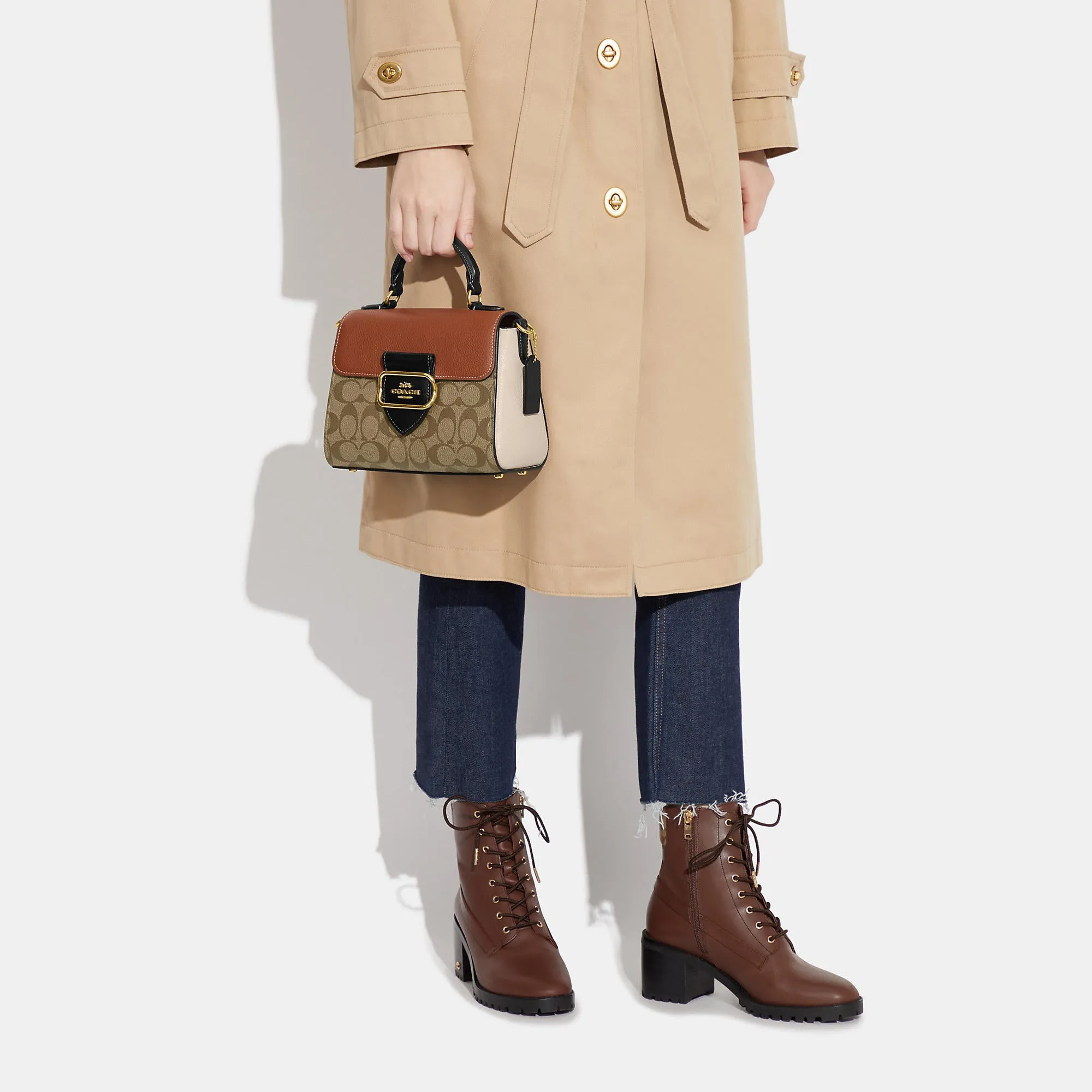 Reformation Coach Outlet Morgan Top Handle Satchel In Colorblock Signature Canvas