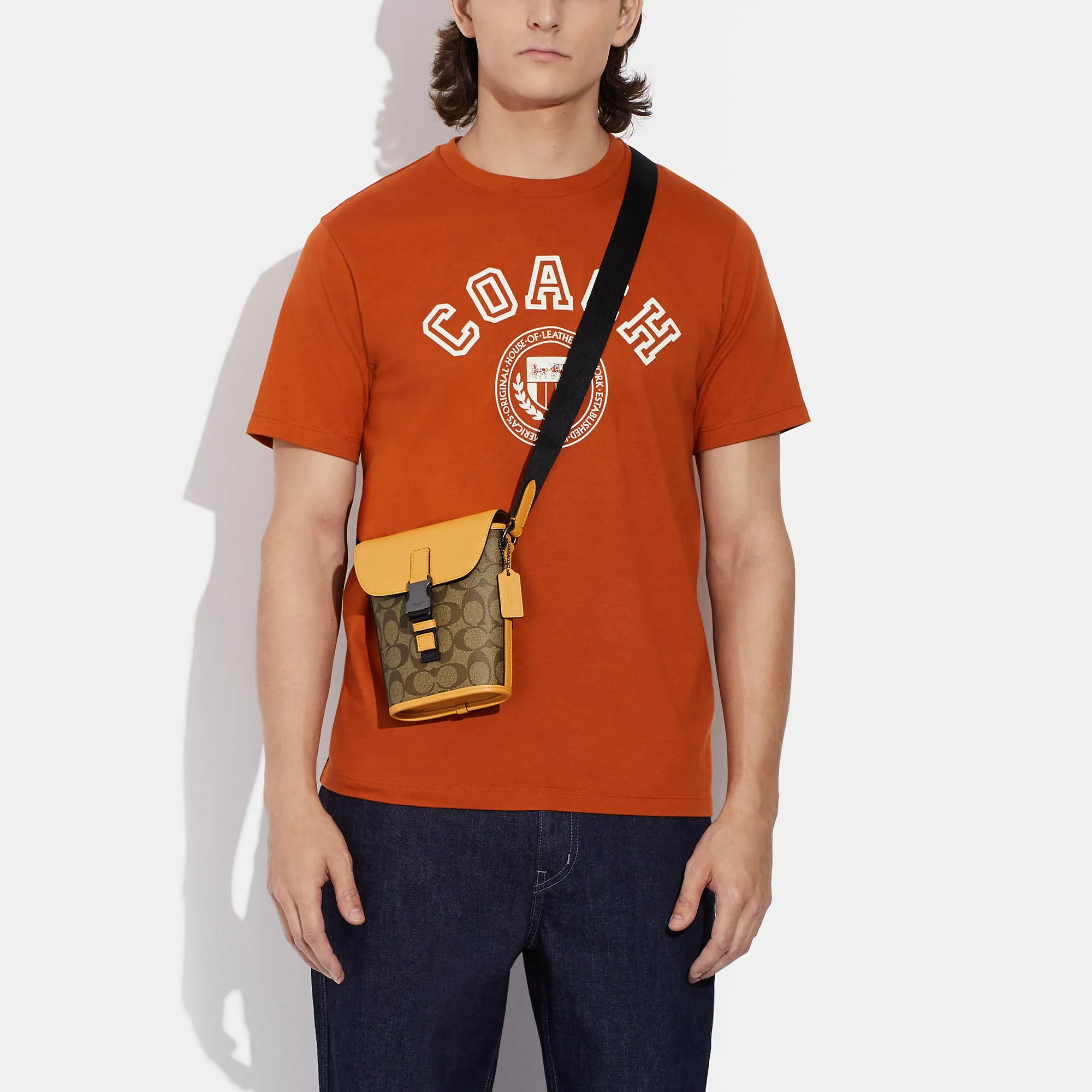 Reformation Coach Outlet Track Small Flap Crossbody In Signature Canvas