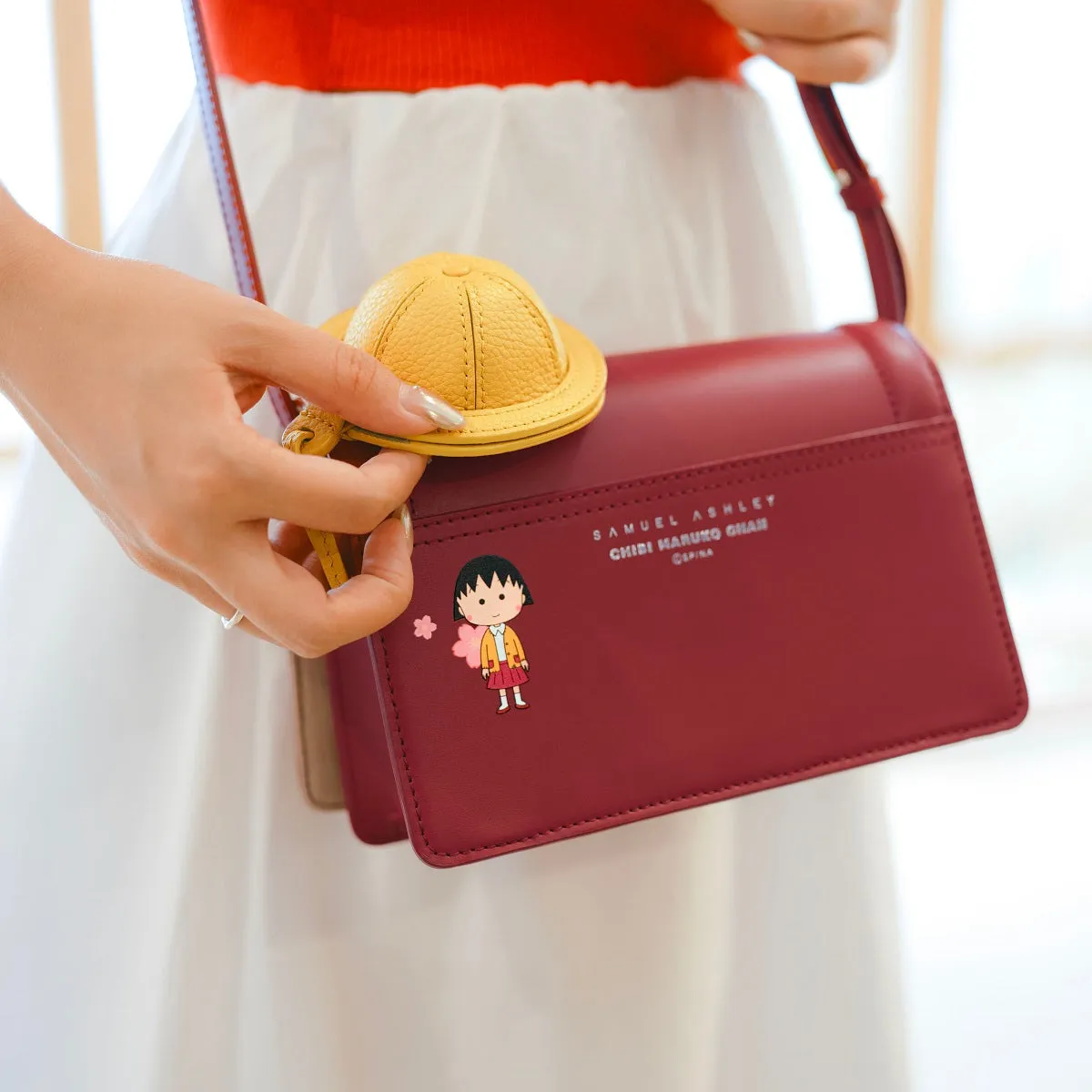 Samuel Ashley x Chibi Maruko Chan East-West Leather Crossbody Bag