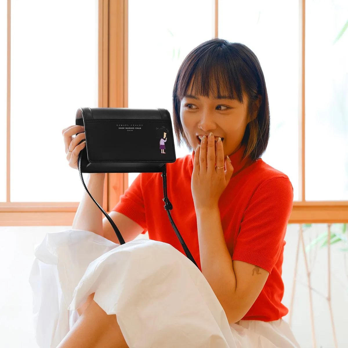 Samuel Ashley x Chibi Maruko Chan East-West Leather Crossbody Bag