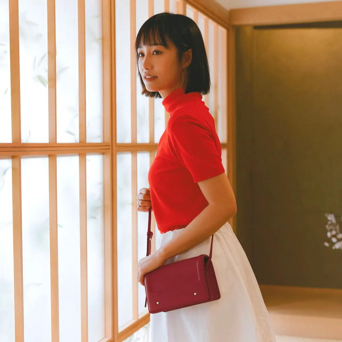 Samuel Ashley x Chibi Maruko Chan East-West Leather Crossbody Bag