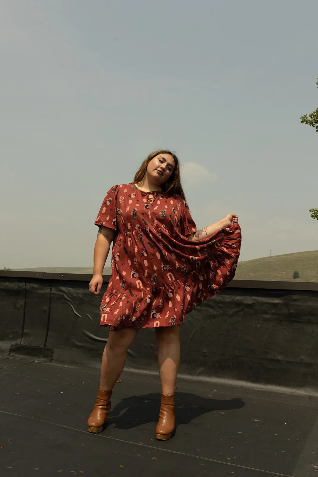Selling Fast Artsy Traveler Short Sleeve Midi Dress - Two Step Dusk  Today Only!