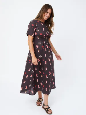 Selling Fast Artsy Traveler Short Sleeve Midi Dress - Two Step Dusk  Today Only!