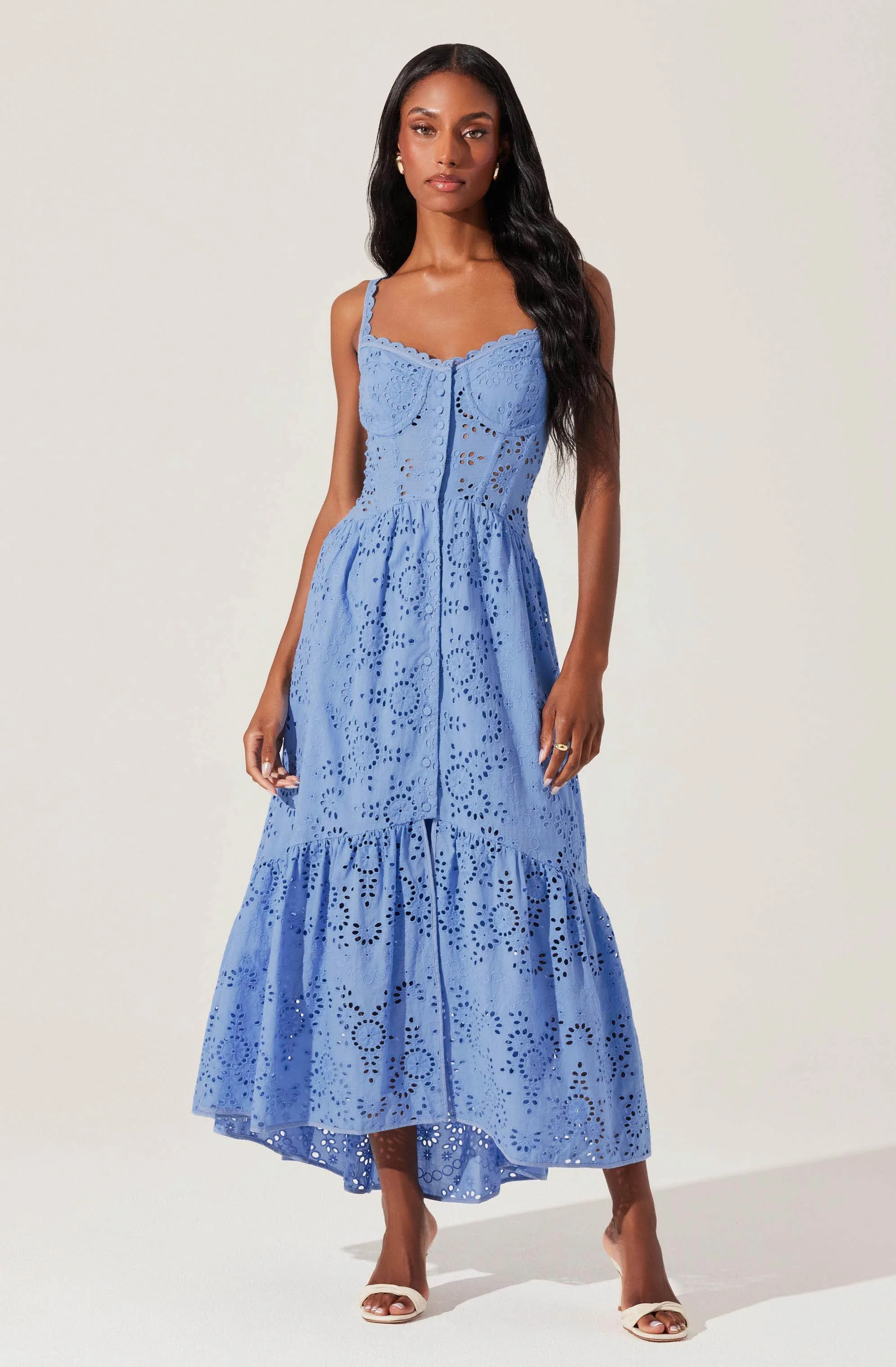 Selling Fast Yamila Eyelet Corset Midi Dress  Almost Gone!