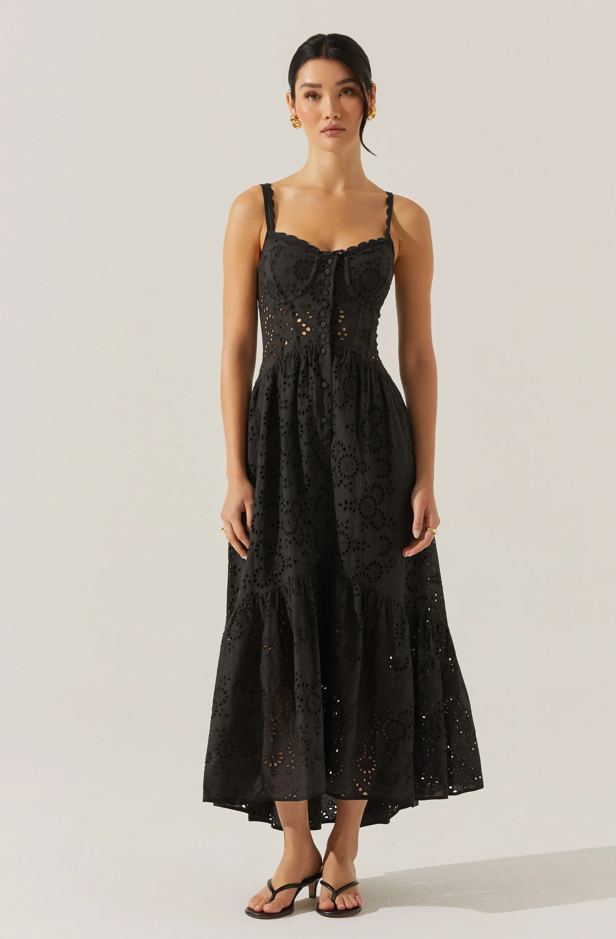 Selling Fast Yamila Eyelet Corset Midi Dress  Almost Gone!