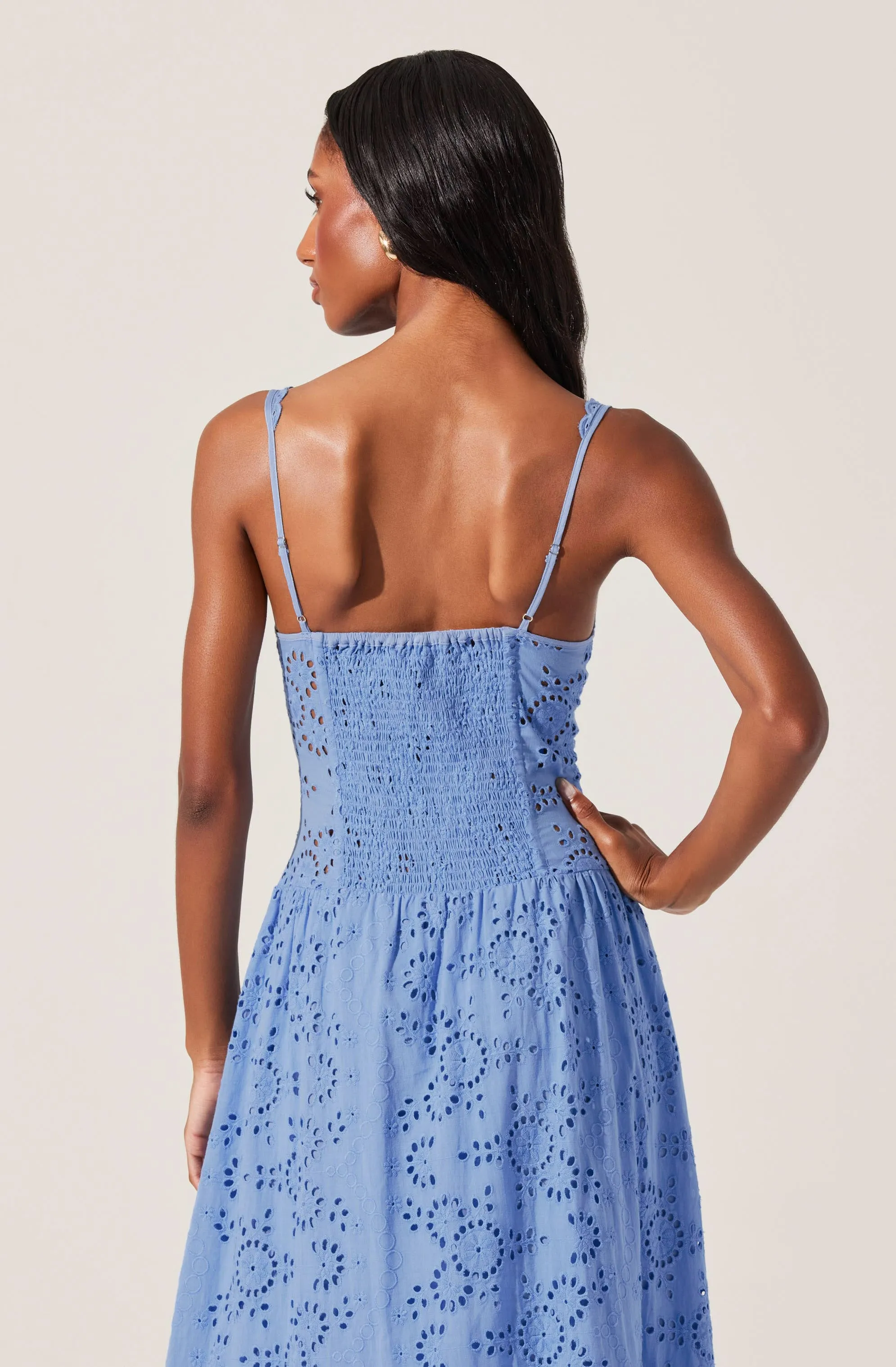 Selling Fast Yamila Eyelet Corset Midi Dress  Almost Gone!