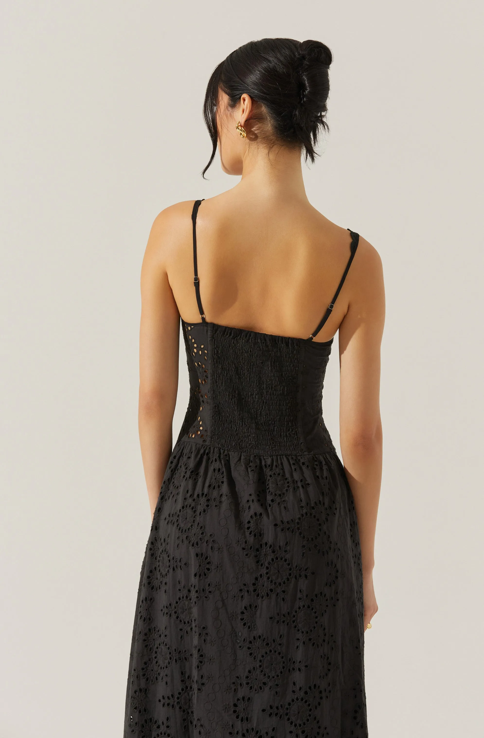 Selling Fast Yamila Eyelet Corset Midi Dress  Almost Gone!