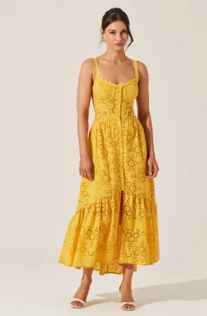 Selling Fast Yamila Eyelet Corset Midi Dress  Almost Gone!
