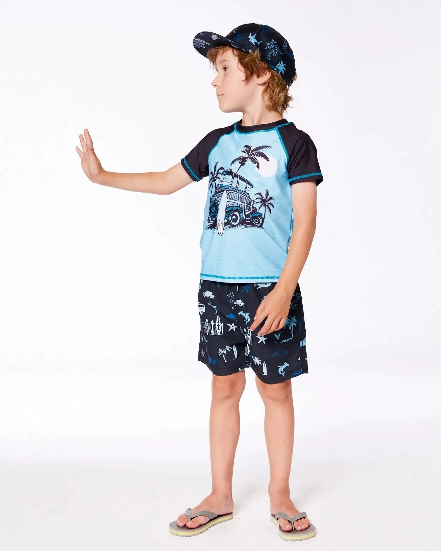 Short Sleeve Rashguard Light Blue And Black