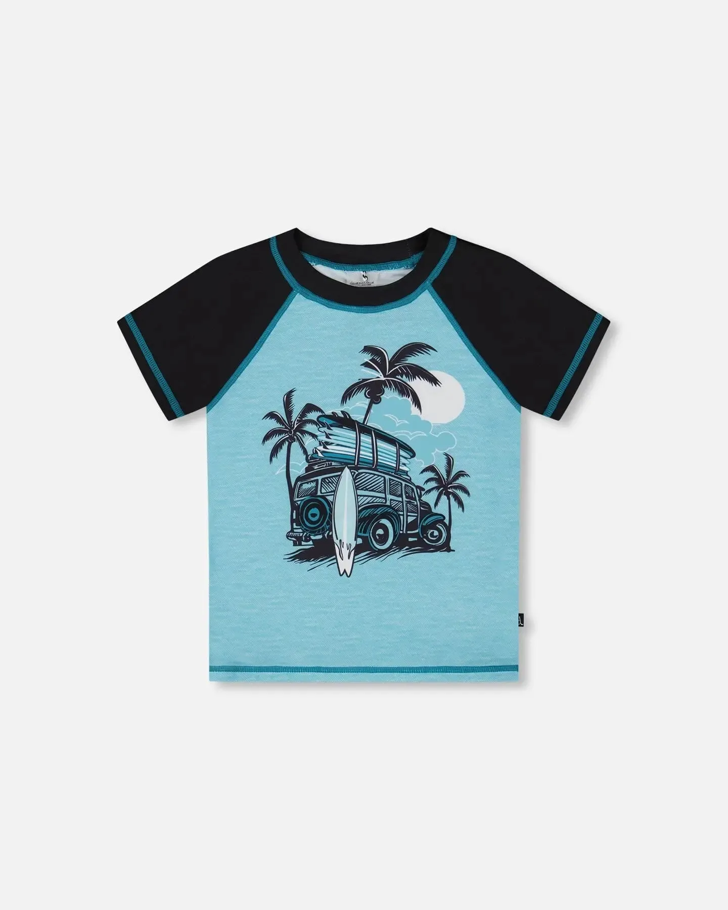 Short Sleeve Rashguard Light Blue And Black