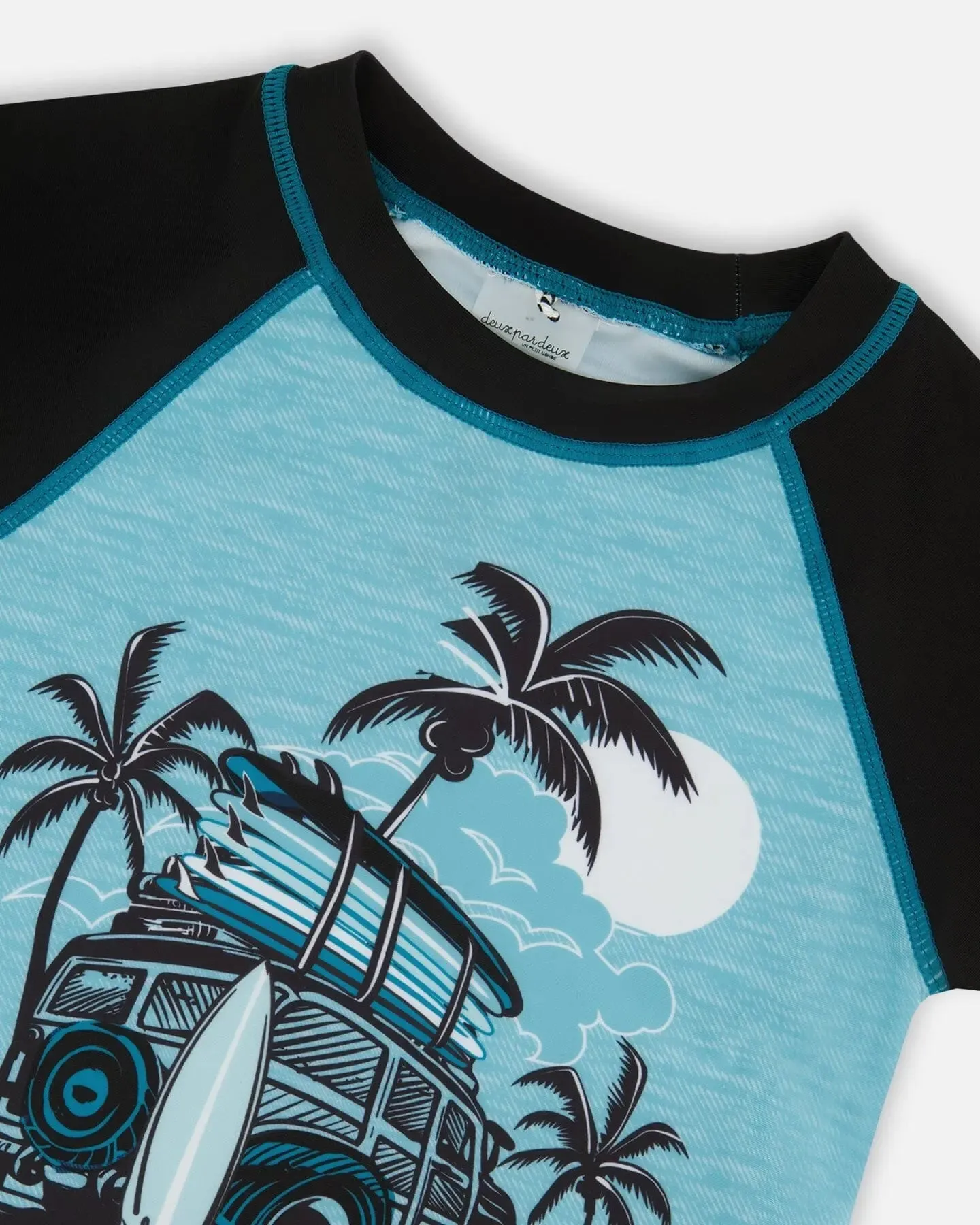 Short Sleeve Rashguard Light Blue And Black