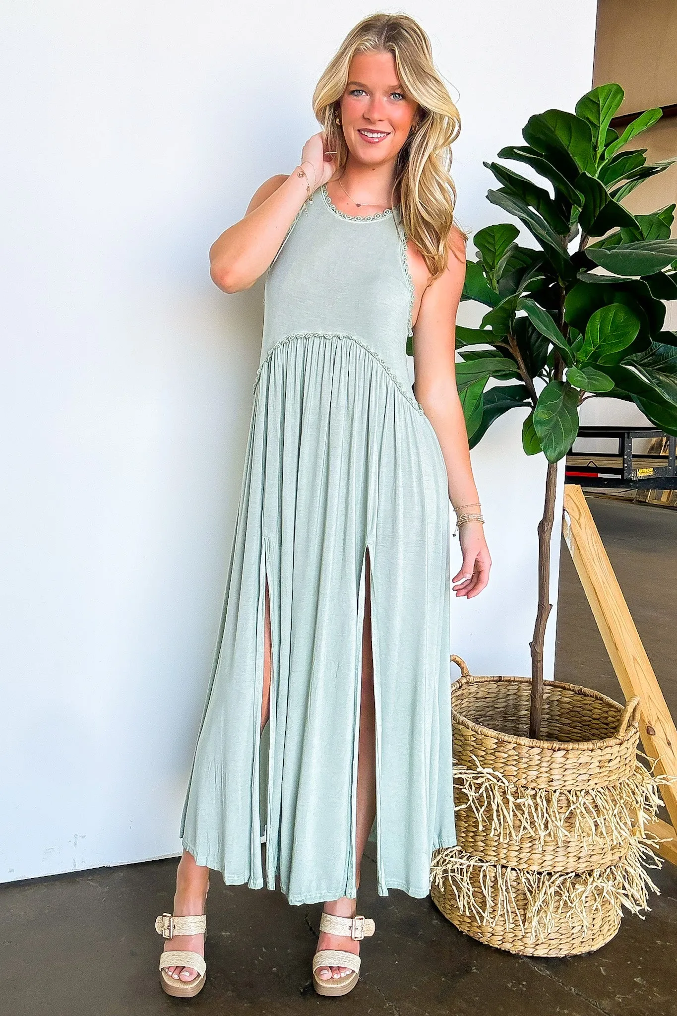 Simply Enticing Flowy Maxi Front Slit Dress - BACK IN STOCK