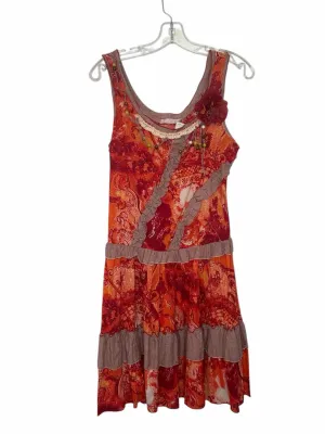 Size S/M Orange Print Pre-Owned Dress- Ladies