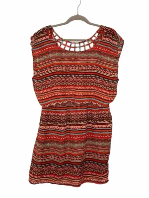Size X-Large Red Print Pre-Owned Dress- Ladies