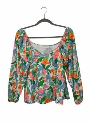 Smith & Quinn Size Small White Print Pre-Owned Top- Ladies