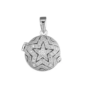 Sterling Silver CZ Star Pattern Ladies Locket and Chain R8665/C