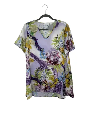 Susan Graver Size Small Purple Print Pre-Owned Top- Ladies