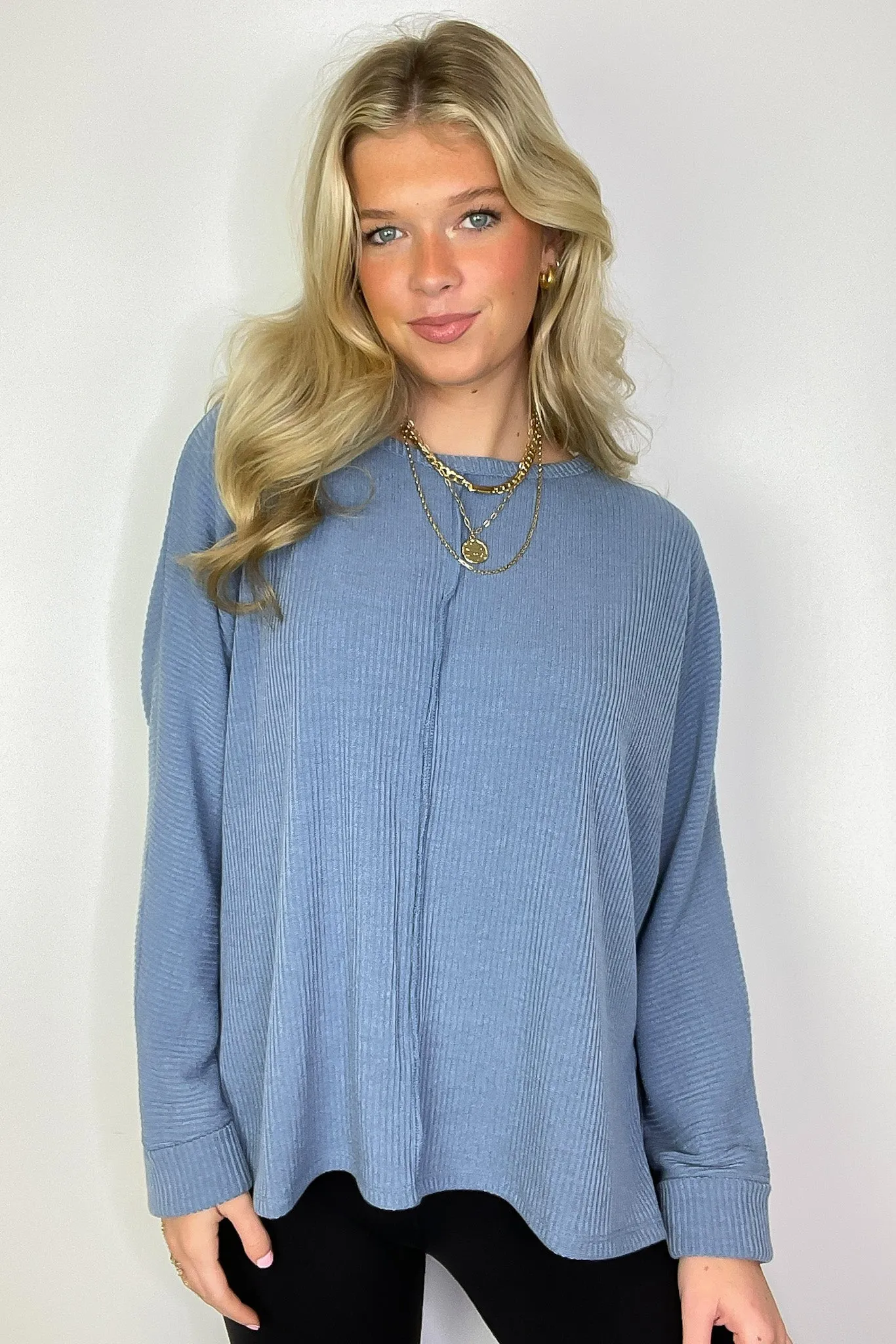 Taelyn Ribbed Seam Dolman Top