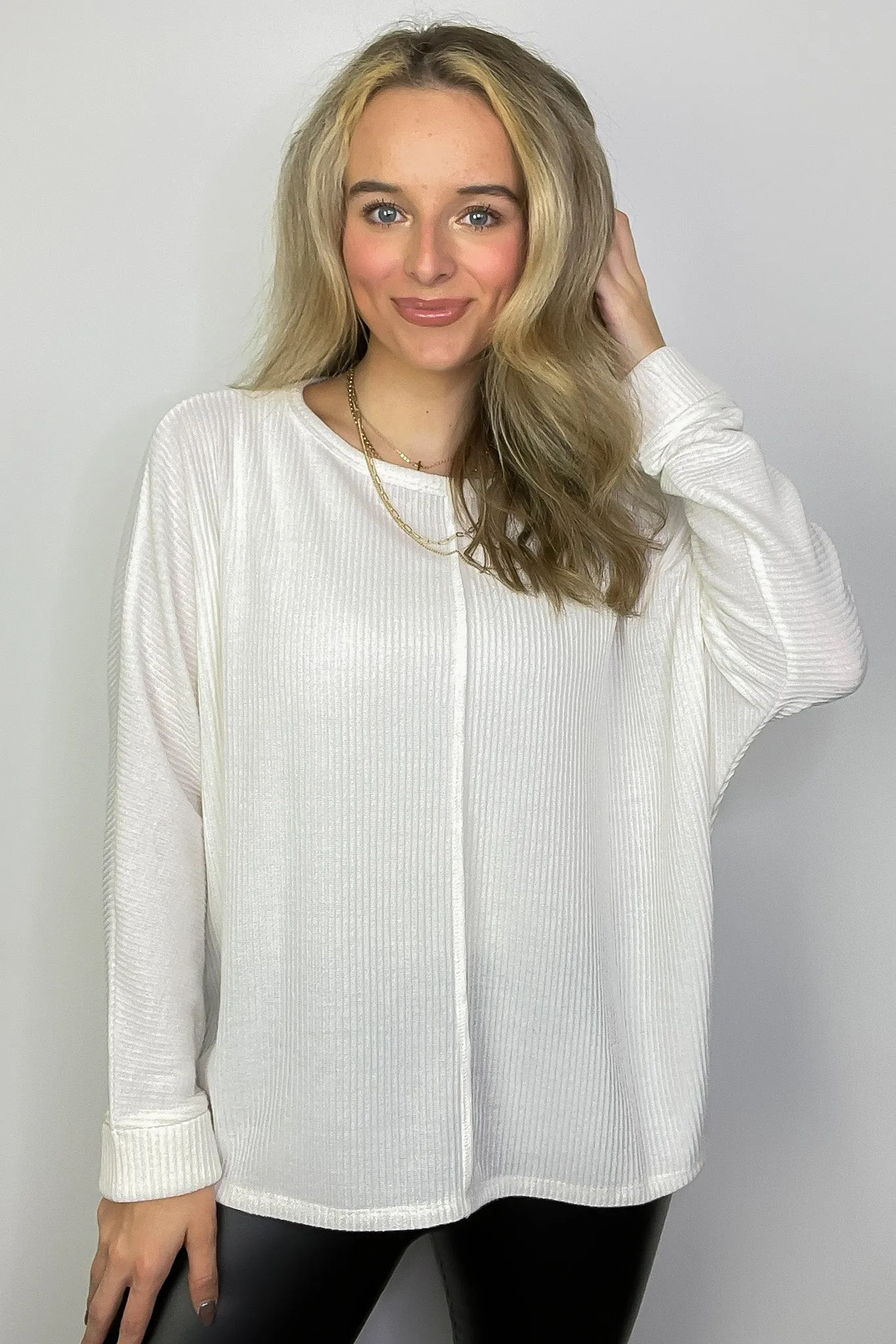 Taelyn Ribbed Seam Dolman Top