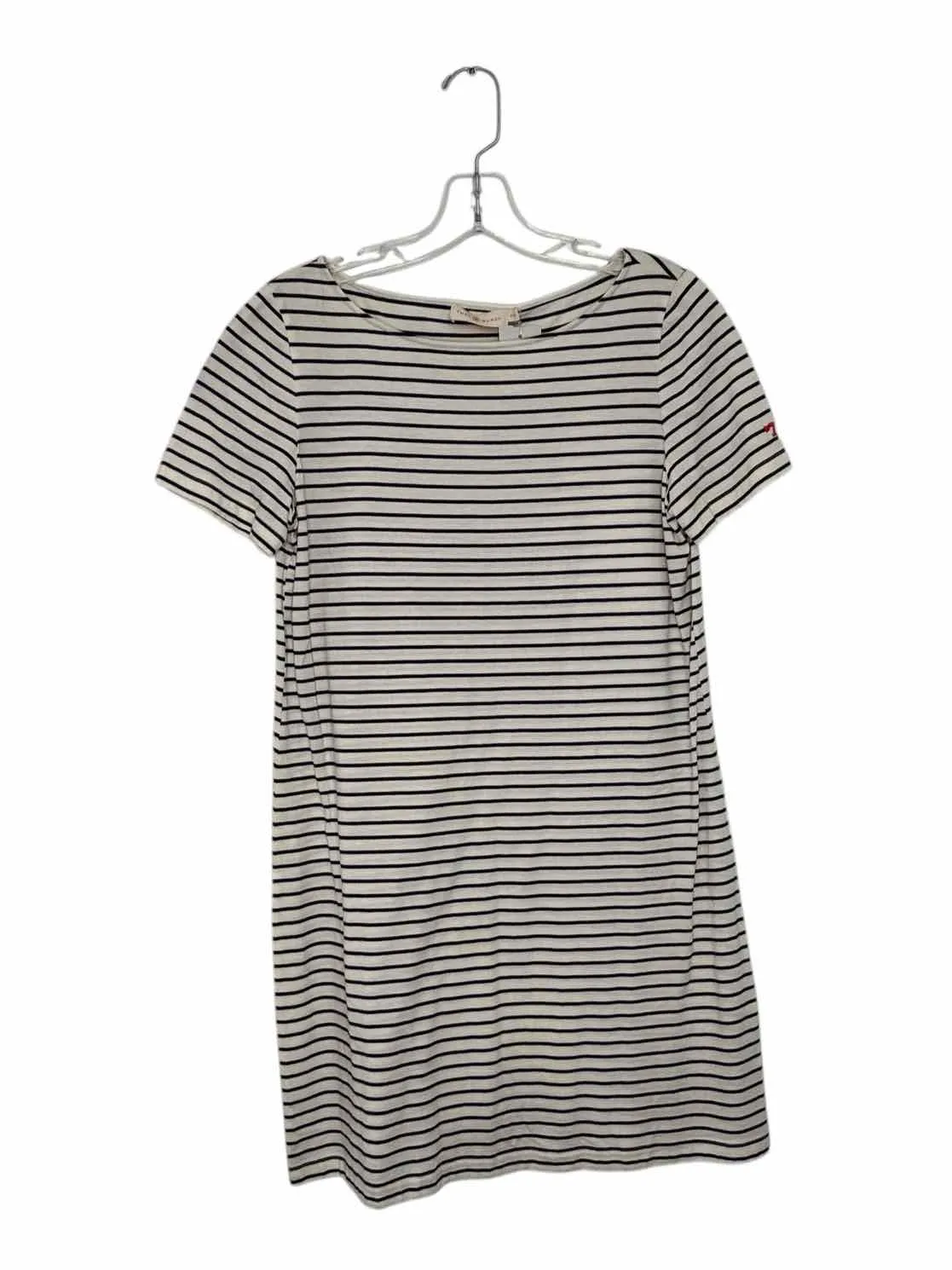 Tory Burch Size Medium White Stripe Pre-Owned Dress- Ladies