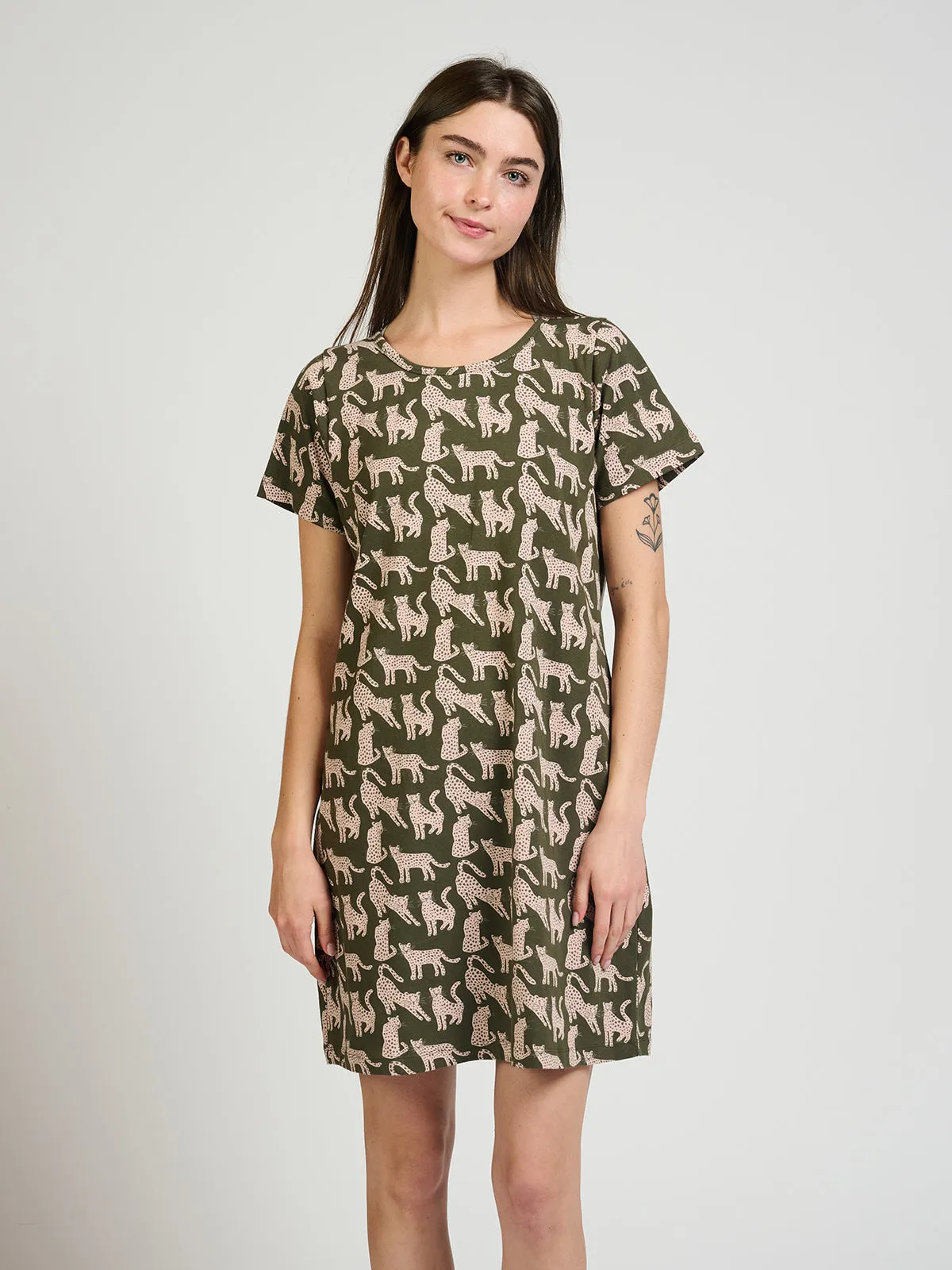 Trending Now Hudson Shirt Dress - Leopard Green  Last Few Pieces!
