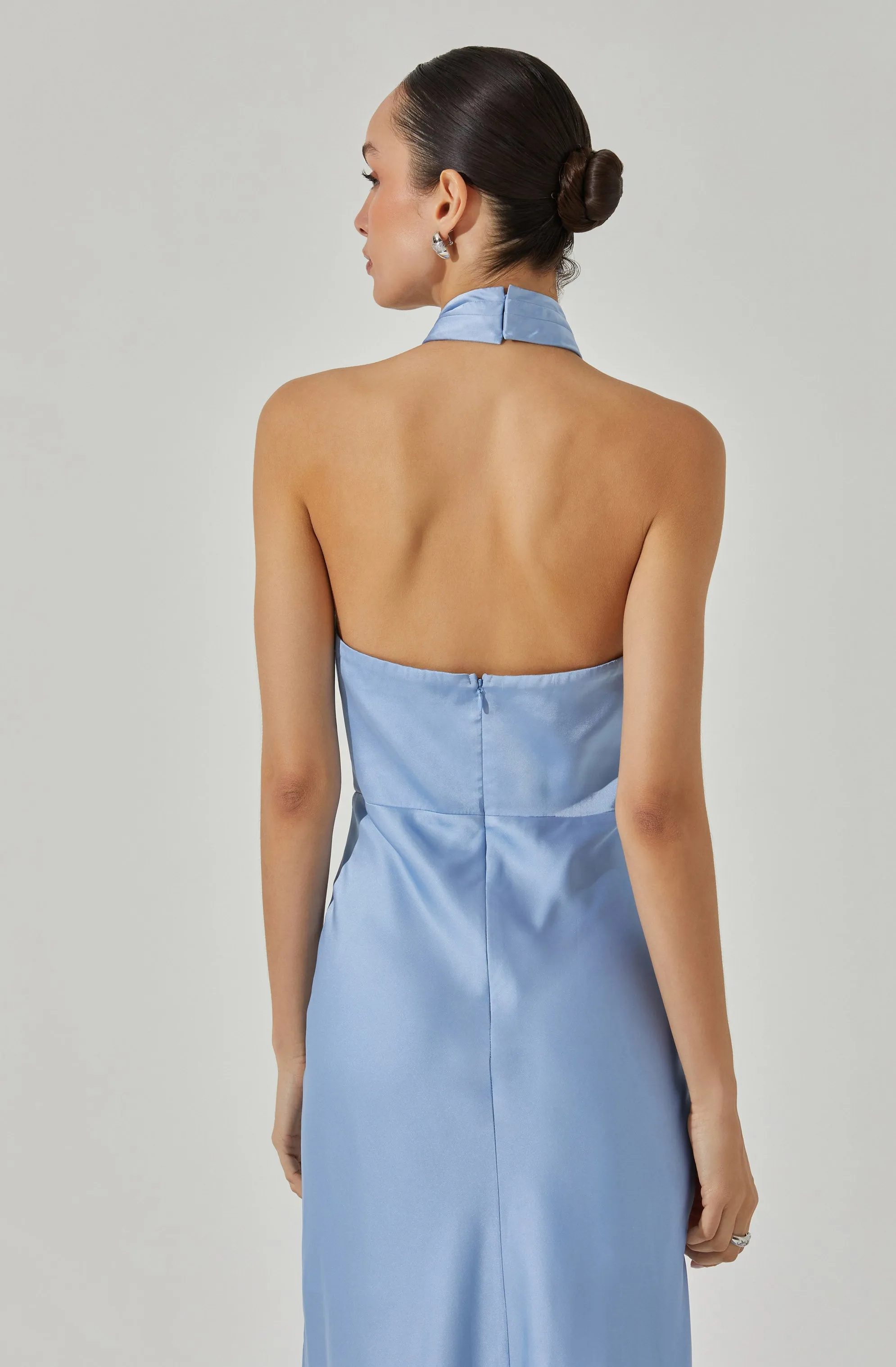 Trending Now Marissa Satin Halter Neck Midi Dress  Limited Stock!