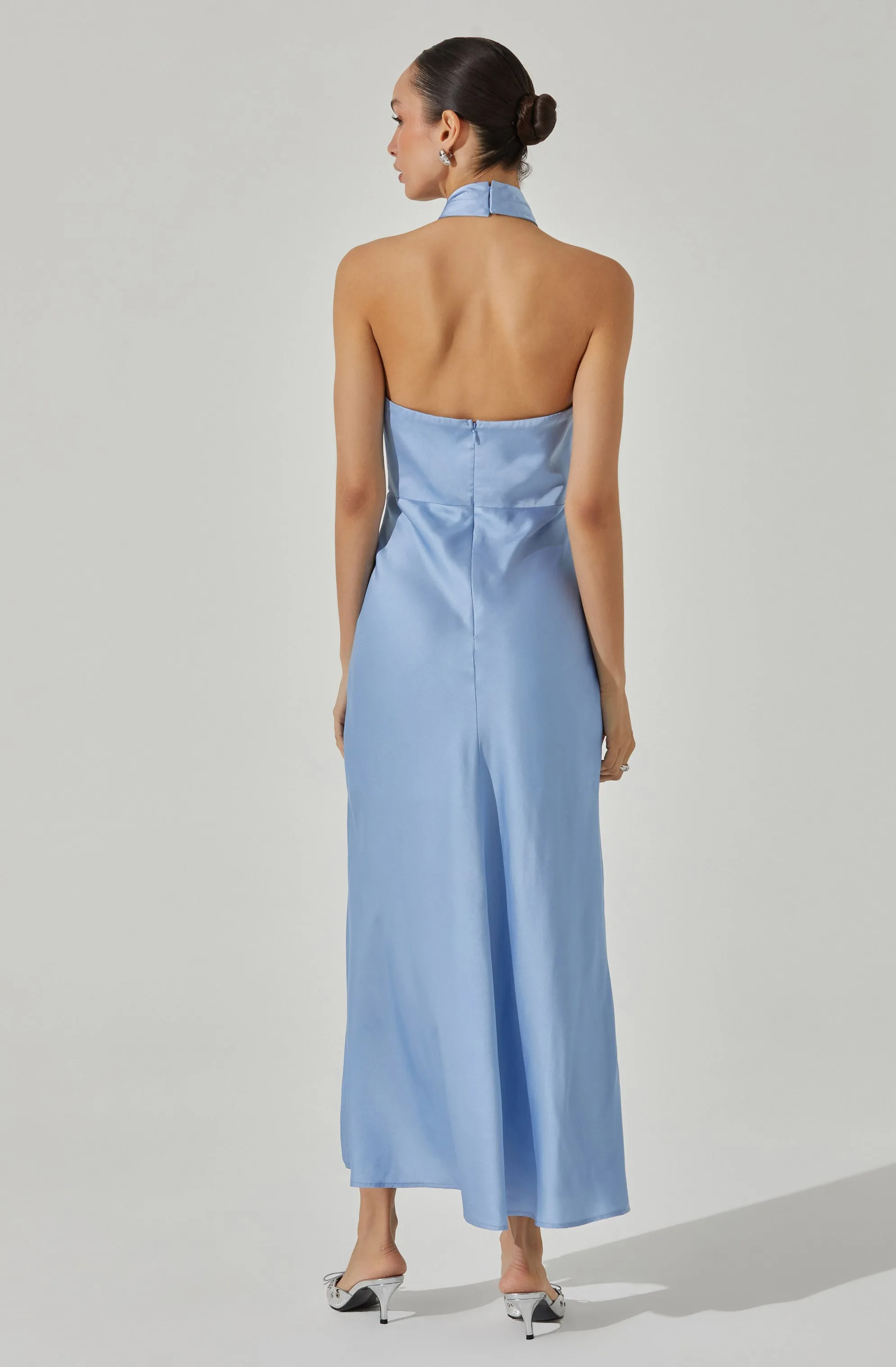 Trending Now Marissa Satin Halter Neck Midi Dress  Limited Stock!