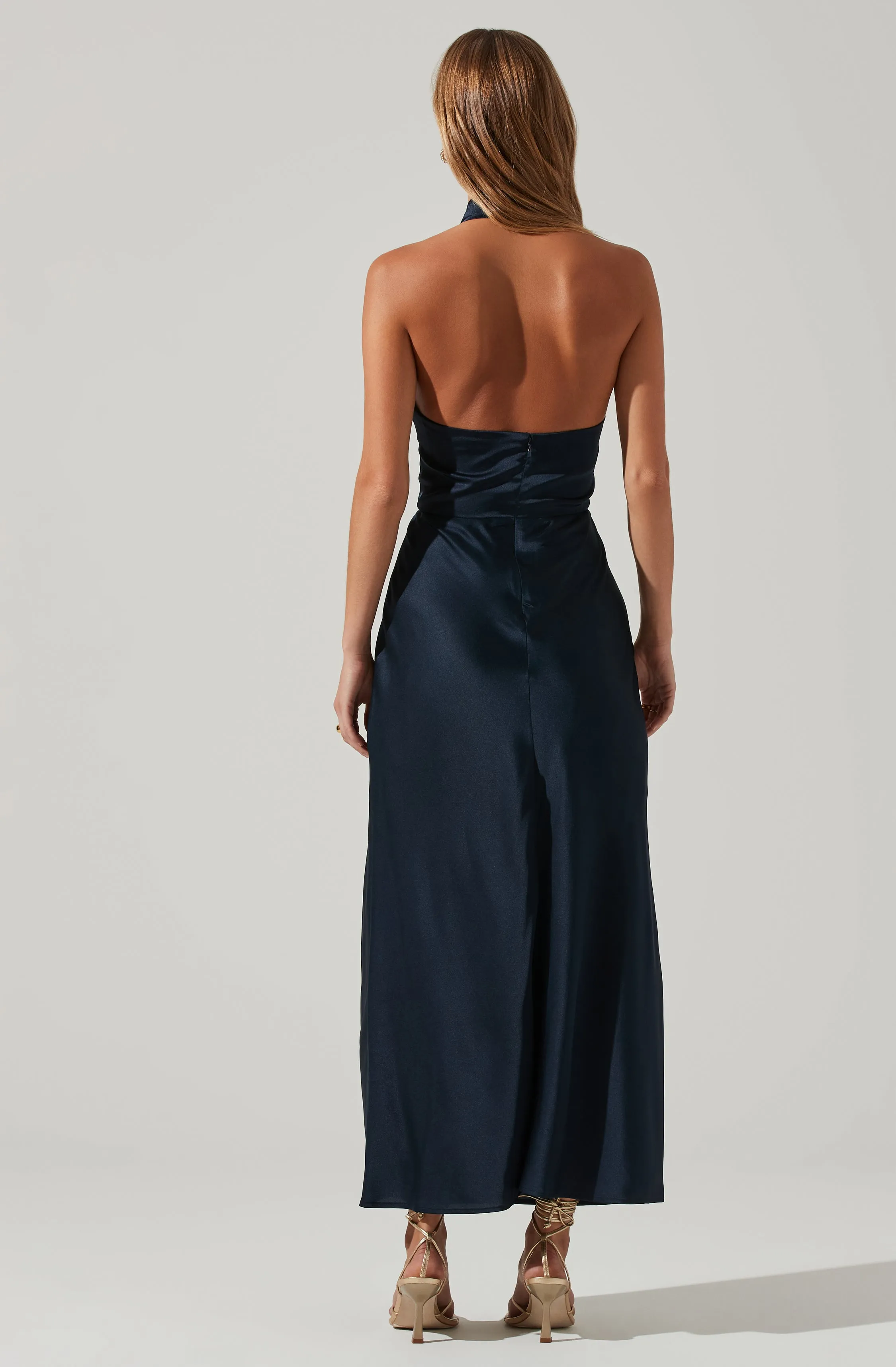 Trending Now Marissa Satin Halter Neck Midi Dress  Limited Stock!