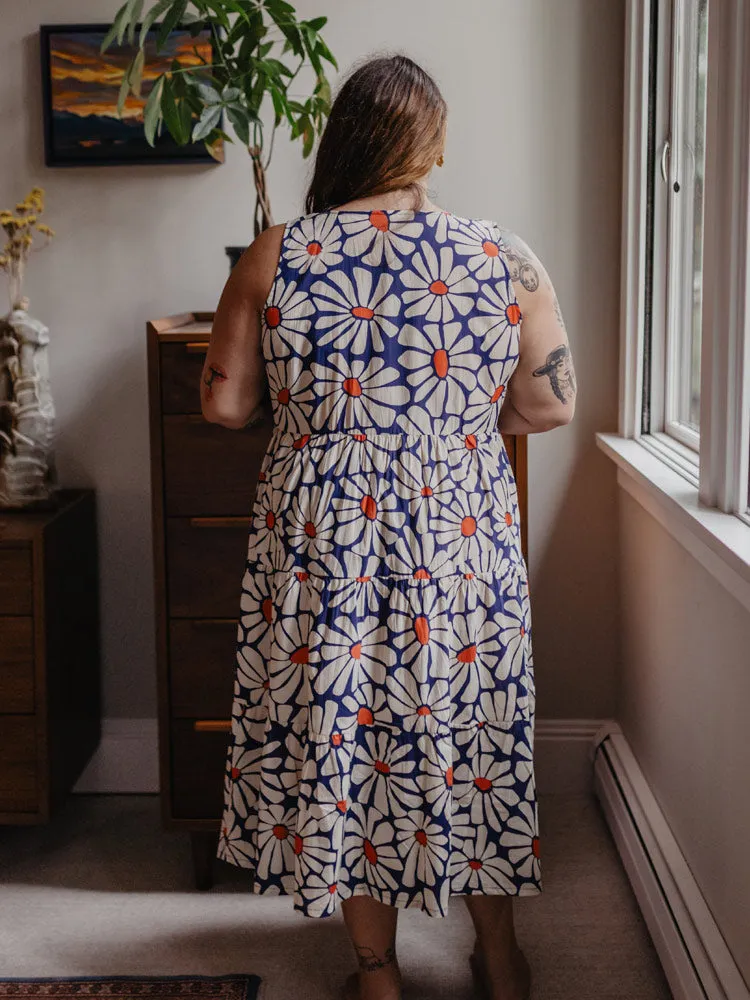 Trending Now Thais Tiered Sleeveless Plus Size Dress - Navy Floral  Almost Gone!