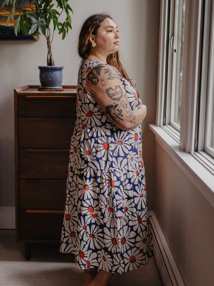 Trending Now Thais Tiered Sleeveless Plus Size Dress - Navy Floral  Almost Gone!
