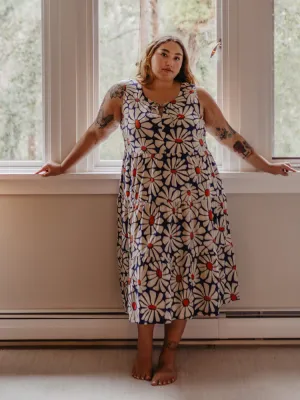 Trending Now Thais Tiered Sleeveless Plus Size Dress - Navy Floral  Almost Gone!