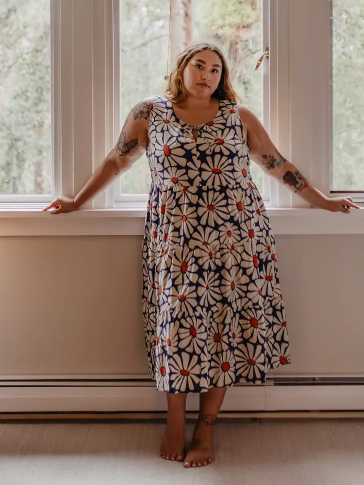Trending Now Thais Tiered Sleeveless Plus Size Dress - Navy Floral  Almost Gone!