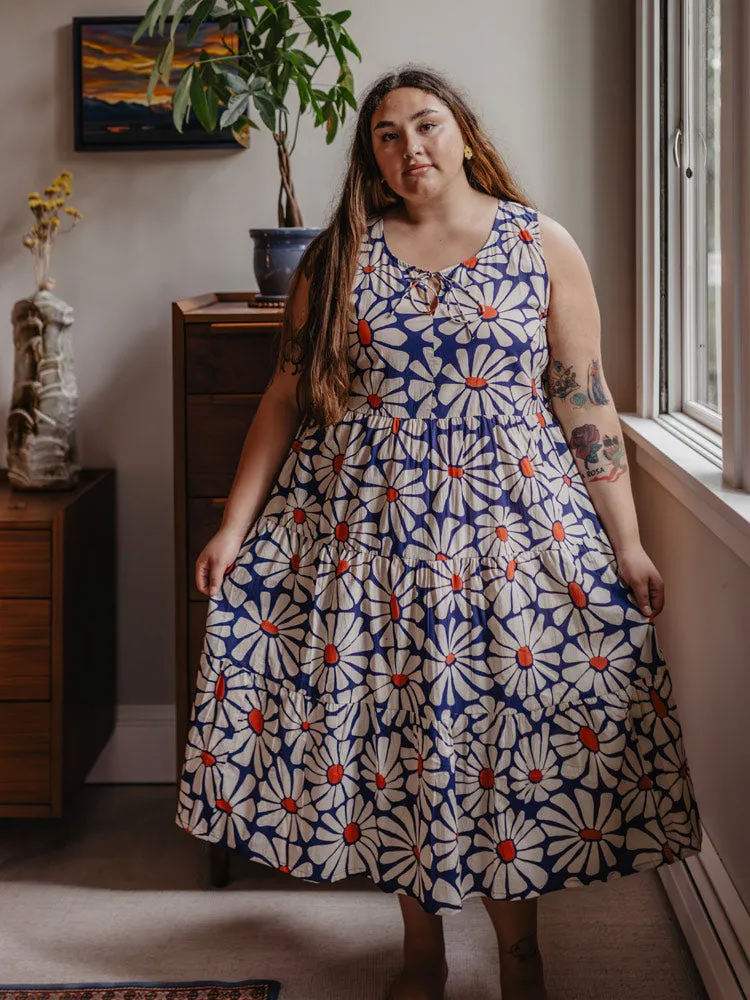 Trending Now Thais Tiered Sleeveless Plus Size Dress - Navy Floral  Almost Gone!