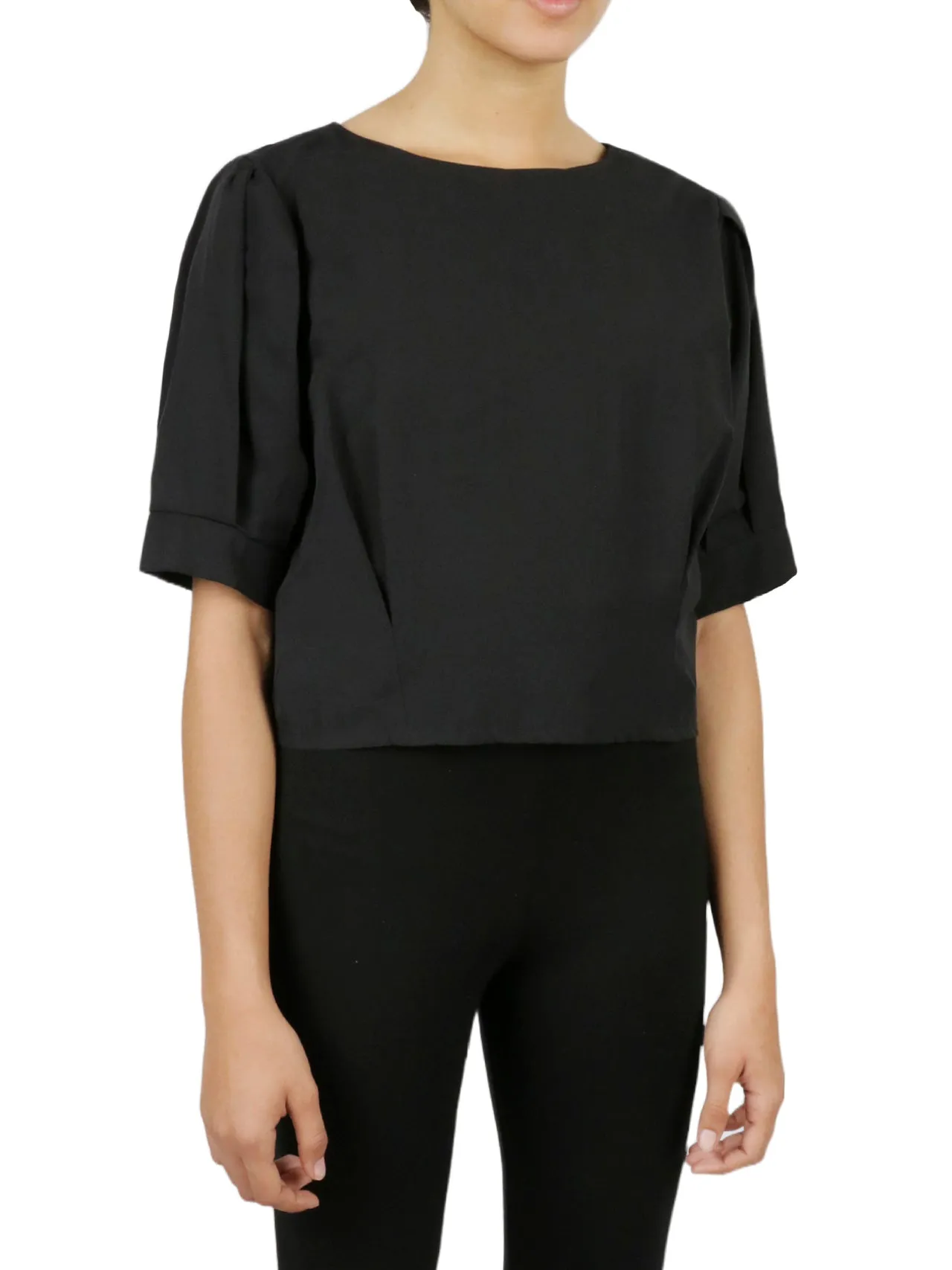 Trendy 2025 Cropped Tie Back Blouse  Ends Soon!