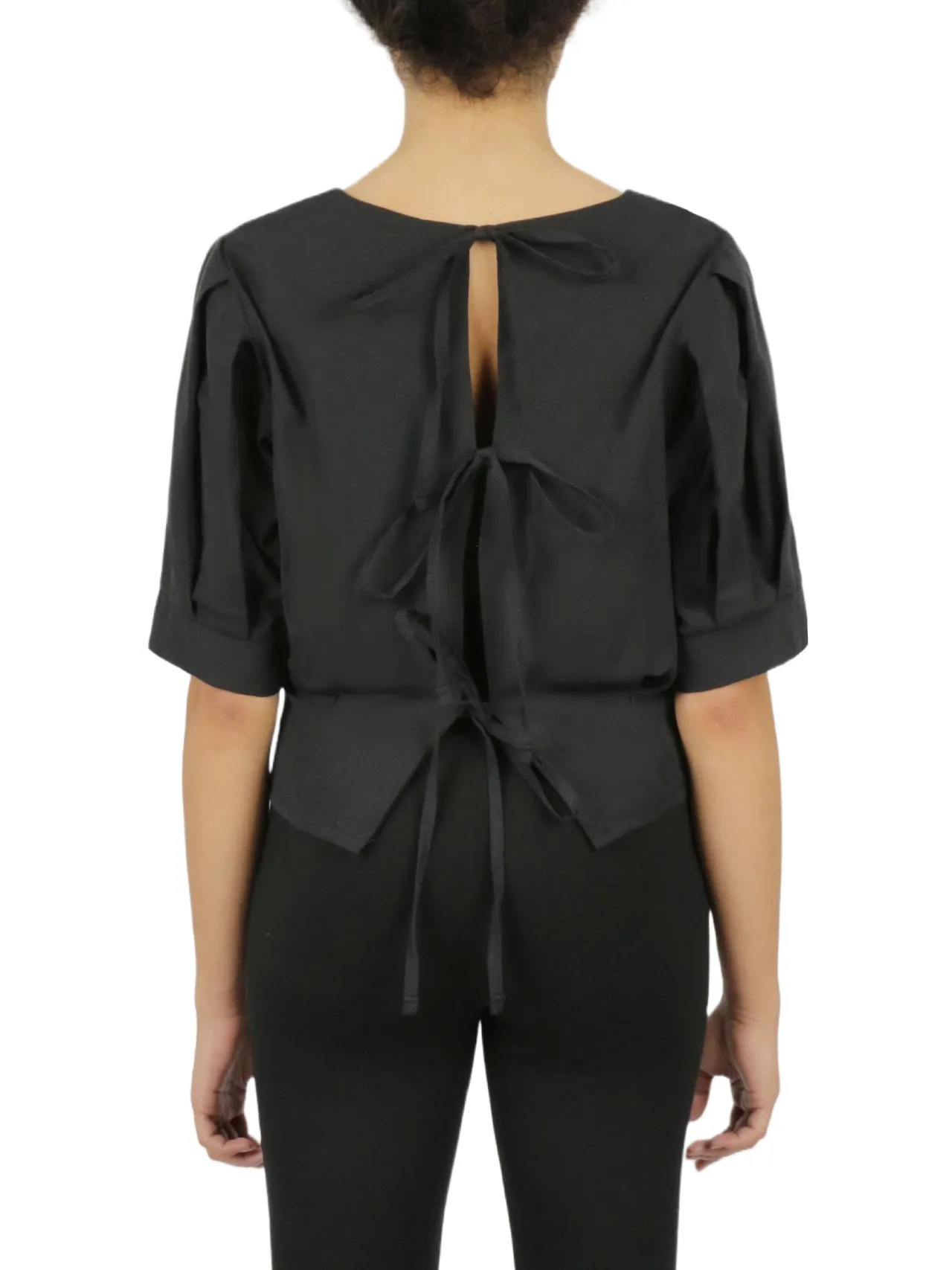 Trendy 2025 Cropped Tie Back Blouse  Ends Soon!