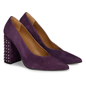 Trendy 2025 Pamina Suede Purple Studded Pumps  Limited Availability!