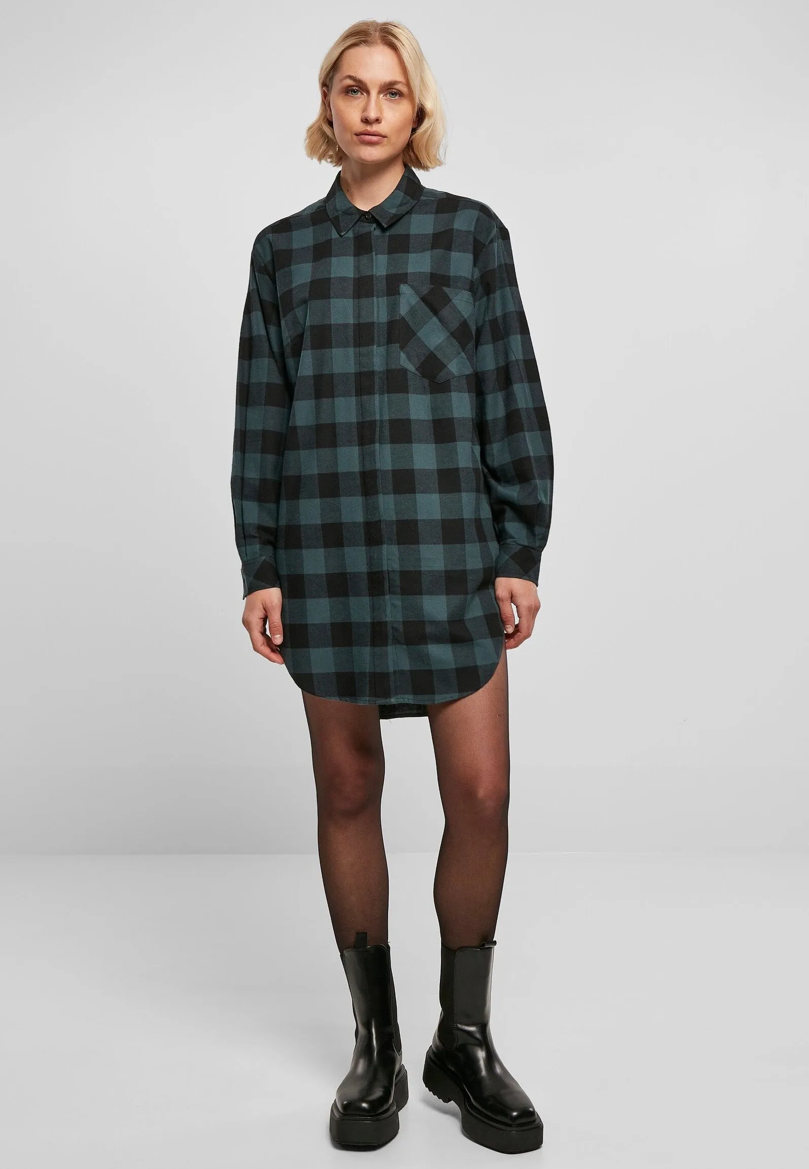 Urban Classics - Ladies Oversized Check Flannel Jasper/Black - Dress