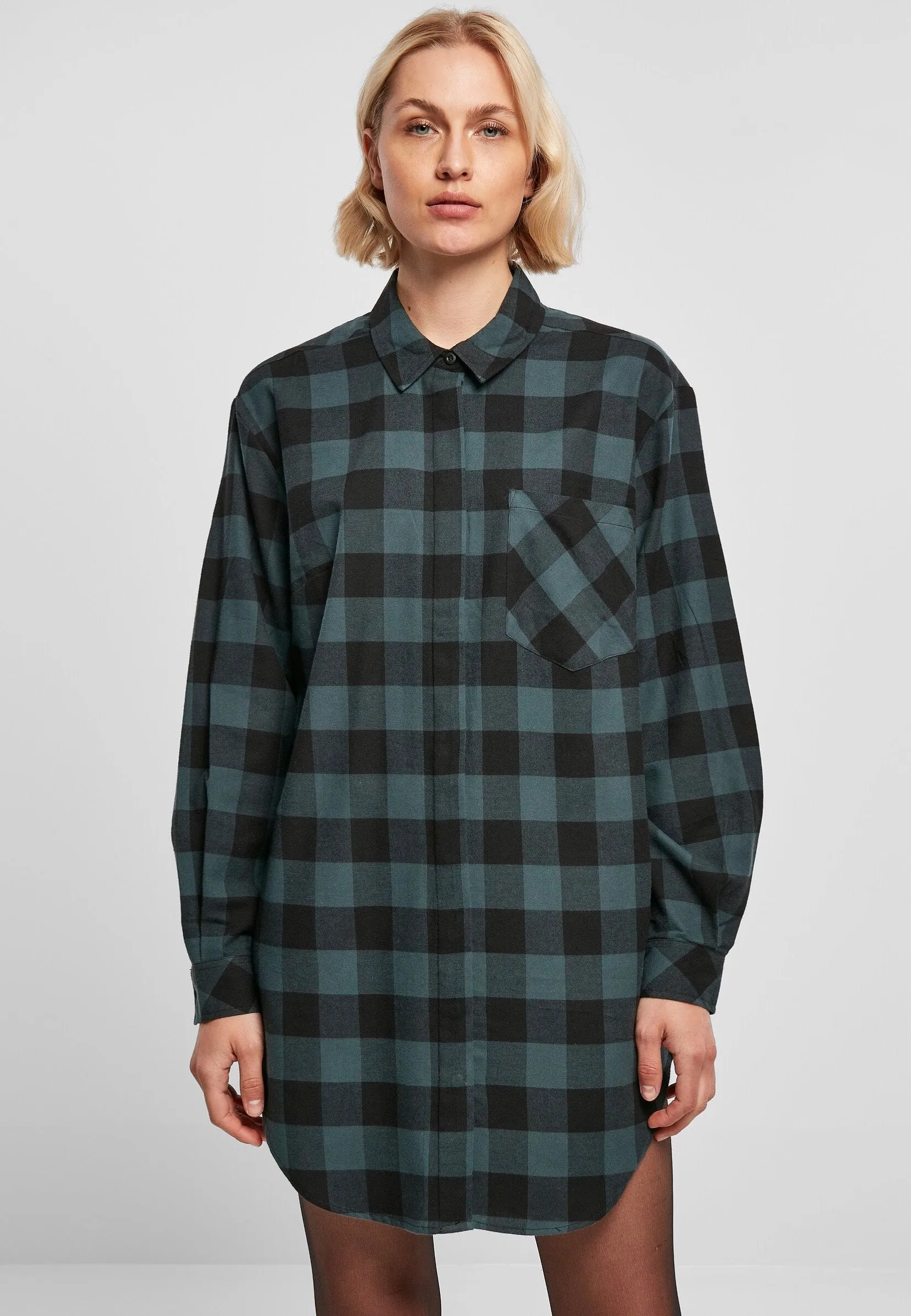 Urban Classics - Ladies Oversized Check Flannel Jasper/Black - Dress