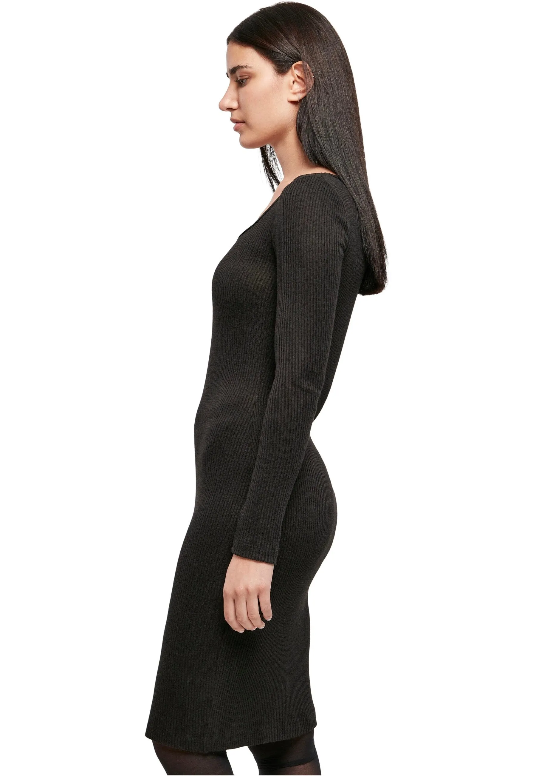 Urban Classics - Rib Squared Neckline Black - Dress