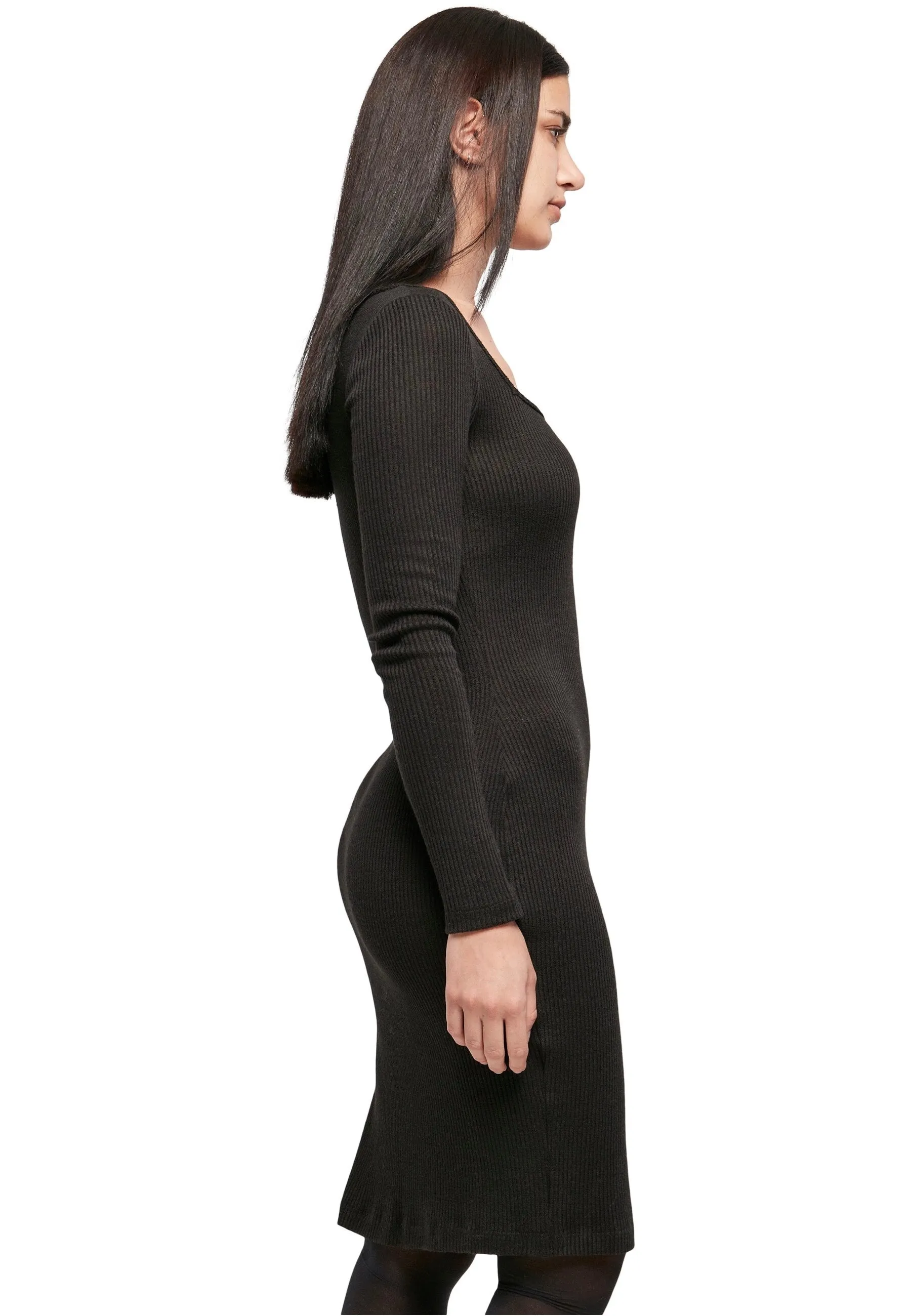 Urban Classics - Rib Squared Neckline Black - Dress