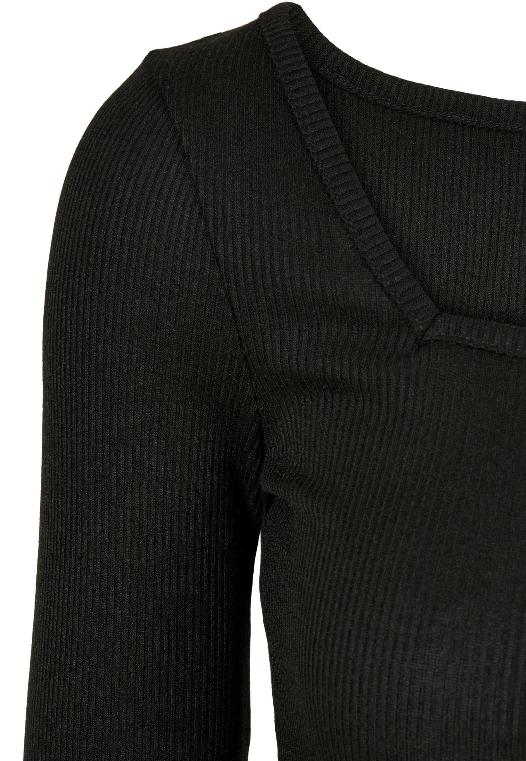 Urban Classics - Rib Squared Neckline Black - Dress