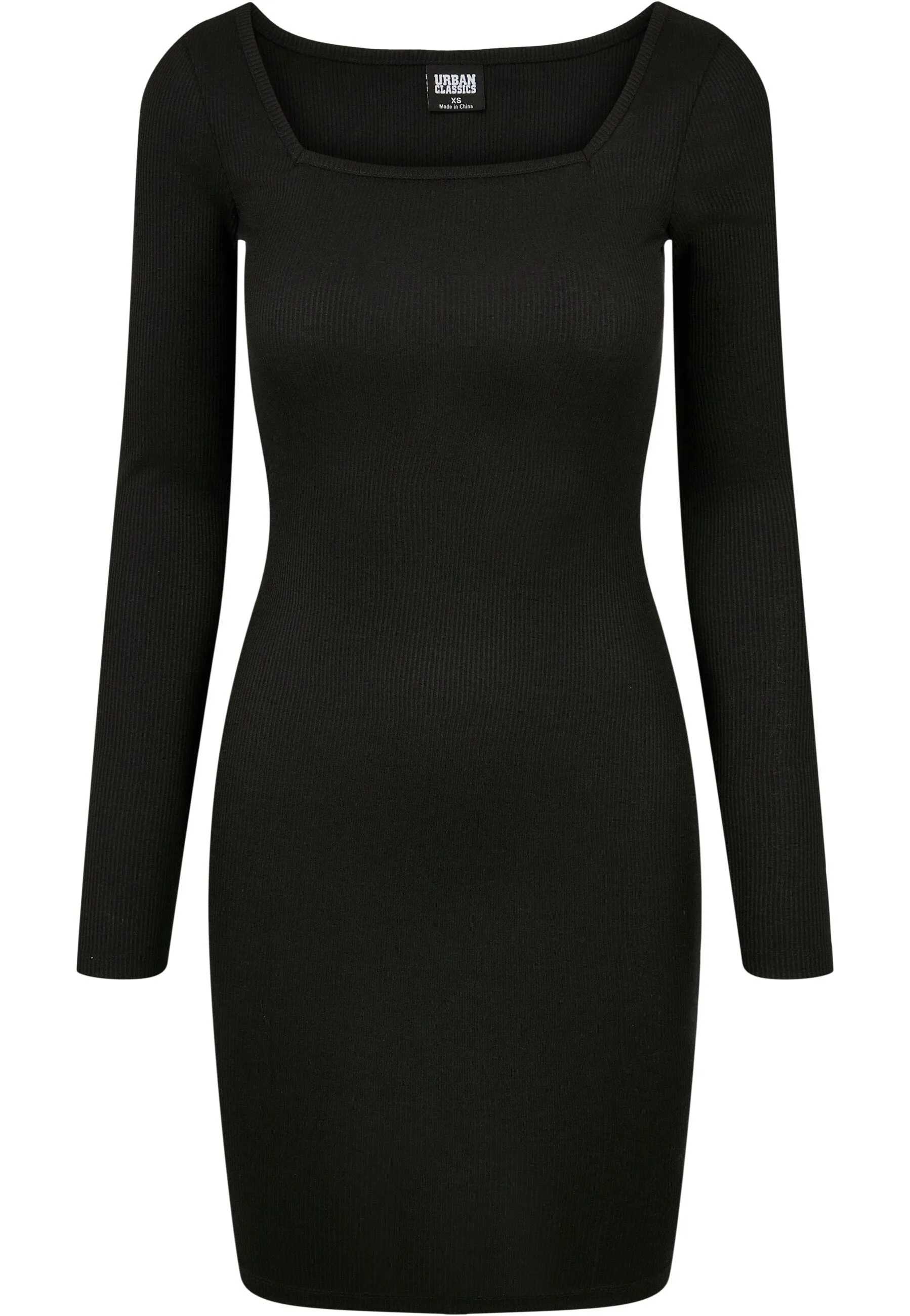 Urban Classics - Rib Squared Neckline Black - Dress