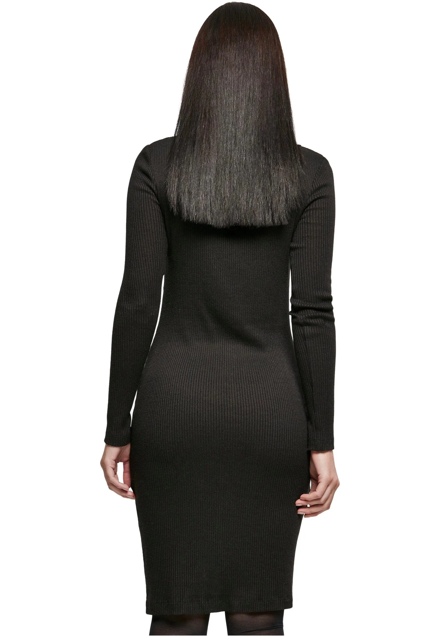 Urban Classics - Rib Squared Neckline Black - Dress